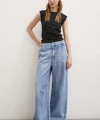 Yüksek Bel Geniş Paça Jean Buz Mavisi