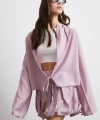 Geniş Kol Önden Bağlamalı Bluz Lila