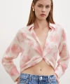Organze Desenli Tül Gömlek Pembe
