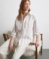 Kahve Çizgili Gömlek Ekru