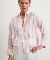 Organze Çizgili Gömlek Pembe