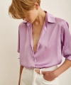 Basic Saten Gömlek Mor