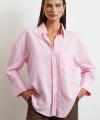 Çizgili Oversize Gömlek Pembe