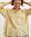 Çini Desenli Modal Gömlek Sarı