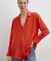 V Yaka Viskon Gömlek Oranj