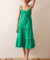 Sırtı Büzgülü Askılı Elbise Yeşil