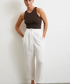 Çift Pileli Keten Pantolon Krem