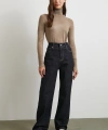 Yüksek Bel Kesik Boru Paça Jean Lacivert