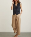 Önü Çift Pileli Pantolon Bej