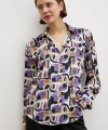 Van Gogh Desenli Gömlek Mor
