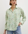 Şal Desen Modal Gömlek Yeşil