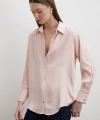 Floş Basic Saten Gömlek Bej