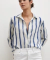Bambu Çizgili Gömlek Lacivert