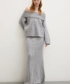 Etekli Madonna Yaka Takım Gri