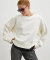 Eteği Dantelli Oversize Sweatshirt Beyaz
