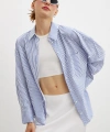 Çizgili Poplin Gömlek Mavi