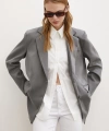 Cep Kapaklı Kesik Detaylı Blazer Ceket Gri