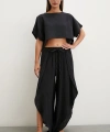 Keten Şalvar Takım Siyah
