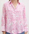 Desenli Gofret Saten Gömlek Pembe