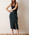Desenli Kruvaze Etek Koyu Yeşil