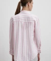 V Yaka Çizgili Modal Gömlek Pembe