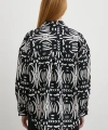 Krep Kontrast Desenli Gömlek Siyah