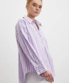 Uzun Kollu Çizgili Gömlek Lila