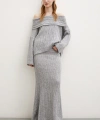 Etekli Madonna Yaka Takım Gri