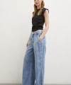 Yüksek Bel Geniş Paça Jean Buz Mavisi