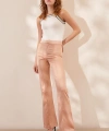 Asimetrik Yüksek Bel Pantolon Pudra
