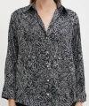 Şal Desenli Saten Gömlek Siyah