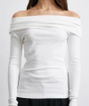 Omzu Büzgülü Bluz Beyaz