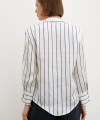 İnce Çizğili Şifon Gömlek Ekru