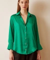 Basic Saten Gömlek Yeşil