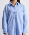 Basic Organik Pamuk Çizgili Gömlek Mavi