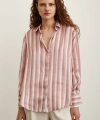 Çizgili Saten Gömlek Pembe