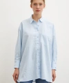 Midi Boy Keten Gömlek Mavi