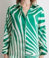 Zebra Desen V Yaka Gömlek Yeşil