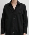 V Yaka Pamuk Gömlek Siyah