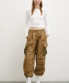 Beli Lastikli Kargo Cepli Paraşüt Pantolon Haki