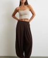 Paça Detaylı Şalvar Pantolon Kahve