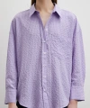 Gofre Kareli Gömlek Mor