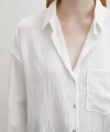 Kraşlı Cepli Gömlek Beyaz