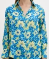 Lotus Desenli Gömlek Mavi