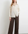 Çizgili Modal Gömlek Kahve