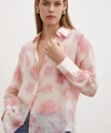 Organze Desenli Tül Gömlek Pembe