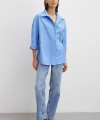 Düğme Detaylı Pamuklu Gömlek Mavi