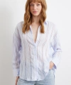 Organze Çizgili Gömlek Mavi