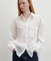Transparan Çizgili Gömlek Beyaz