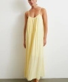 Askılı Piliseli Geniş Elbise Sarı